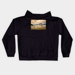 Unique street photography of Itsukushima Torii gate Kids Hoodie